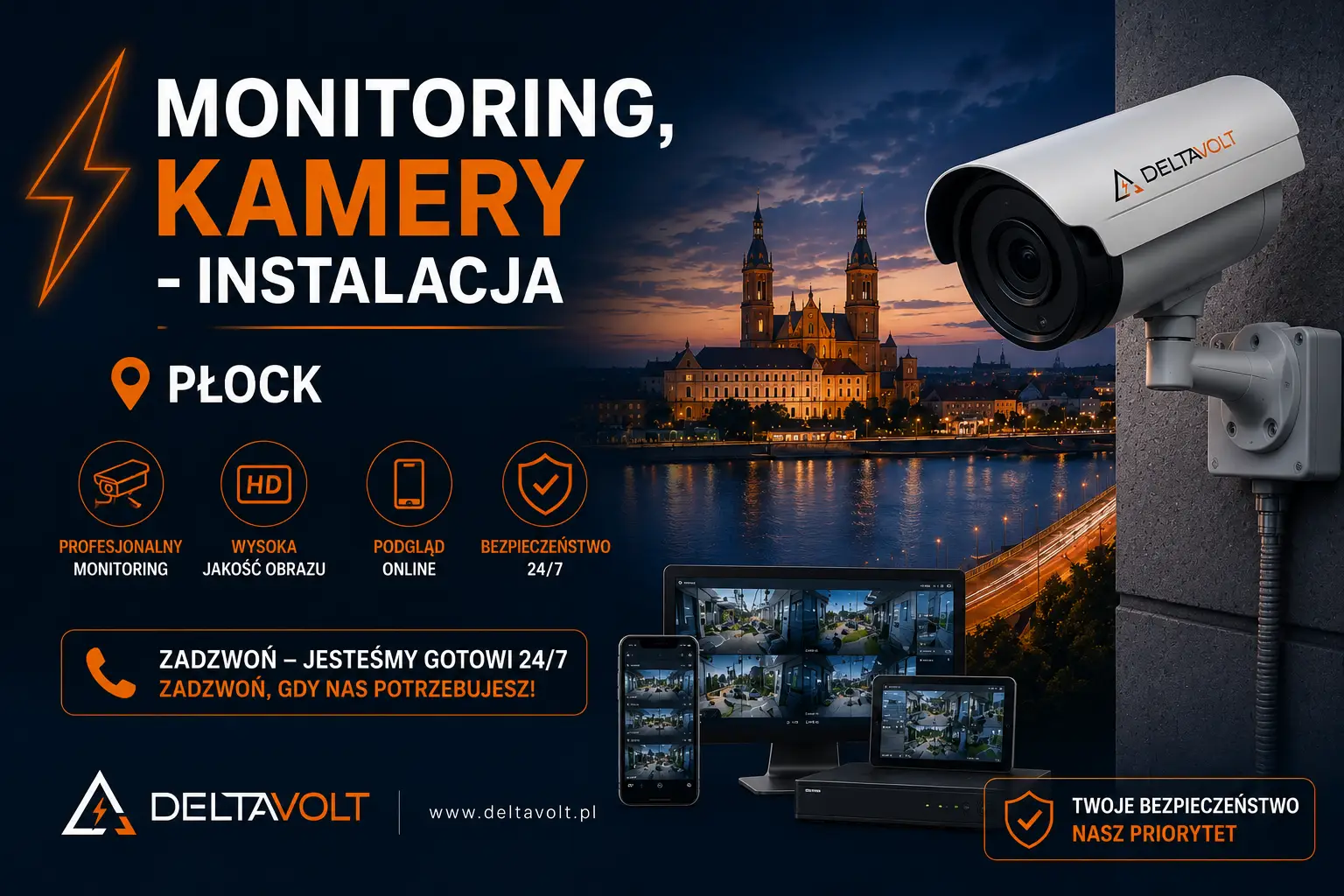 Monitoring, Kamery – Instalacja Płock | Deltavolt