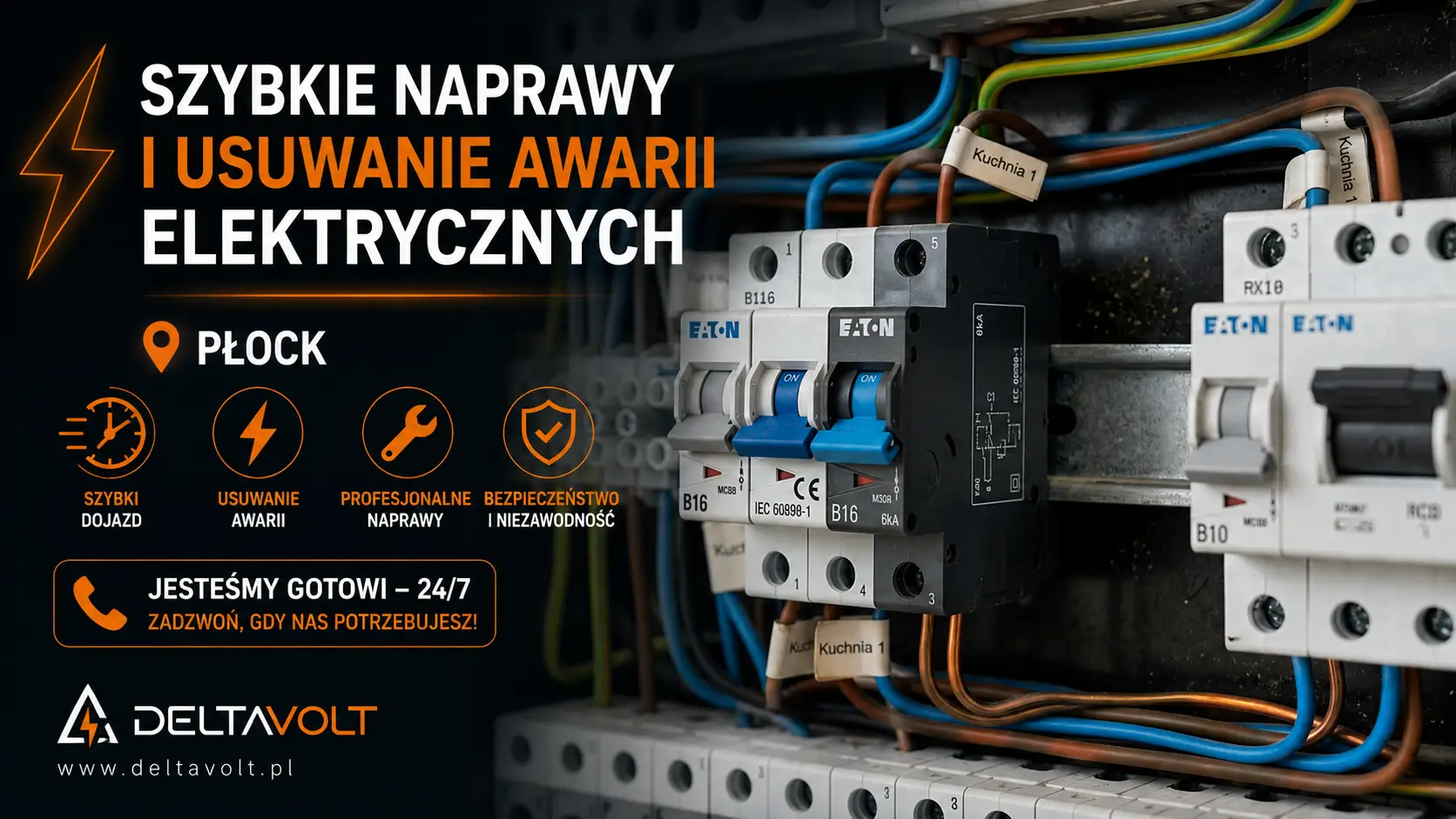 Szybkie naprawy i usuwanie awarii elektrycznych Płock | Deltavolt